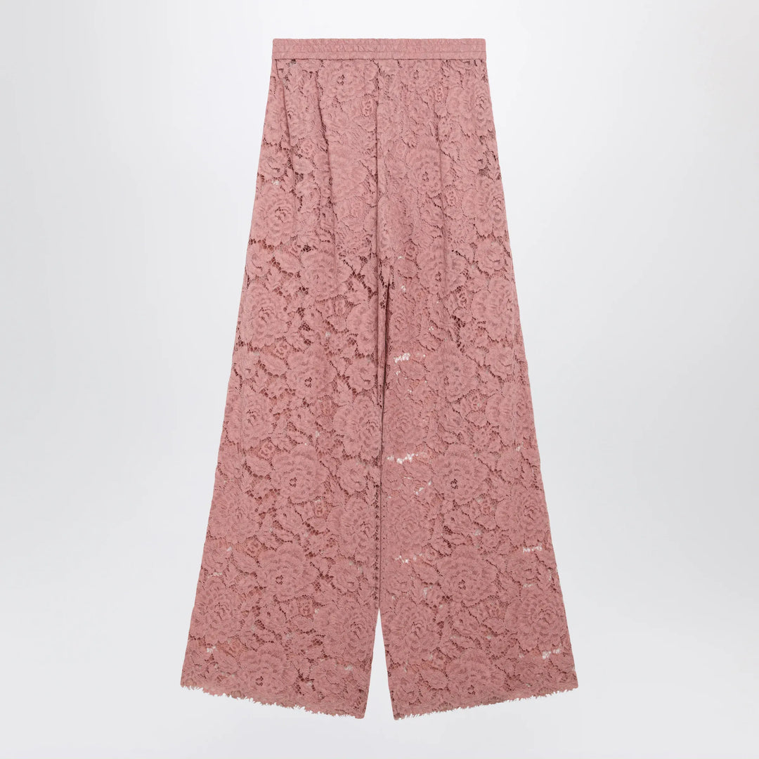 Dolce&amp;Gabbana - High-waist flared floral lace pants in dusty pink Brand Apparel &amp; Accessories > Clothing > Pants