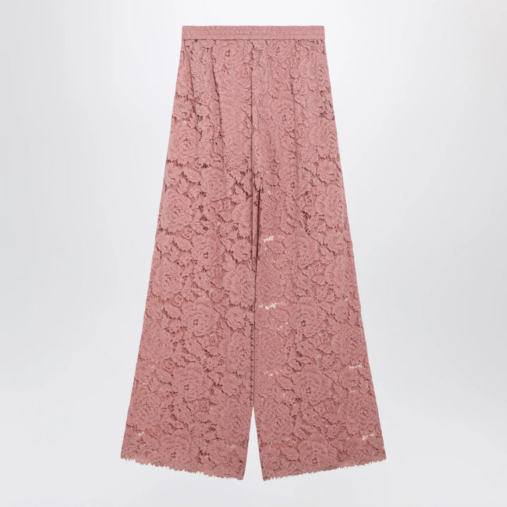 Dolce&amp;Gabbana - High-waist flared floral lace pants in dusty pink Brand Apparel &amp; Accessories > Clothing > Pants