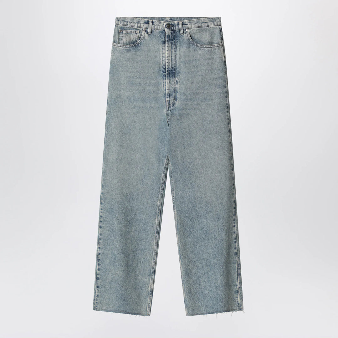 Maison Margiela - Wide-leg jeans in cotton in ice blue Brand Apparel &amp; Accessories > Clothing > Pants