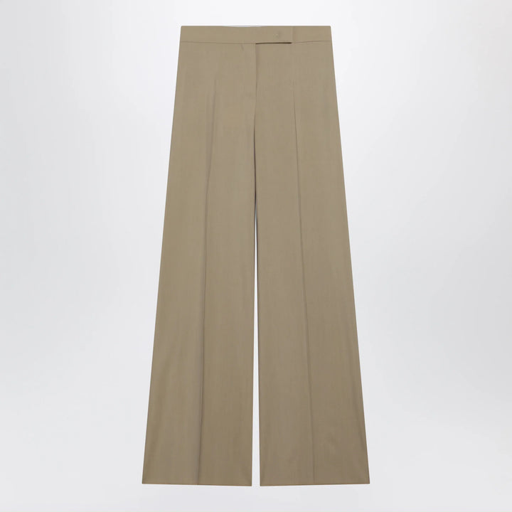 Max Mara - Wide-leg trousers in sand-colored wool and silk poplin Brand Apparel &amp; Accessories > Clothing > Pants 42  IT
