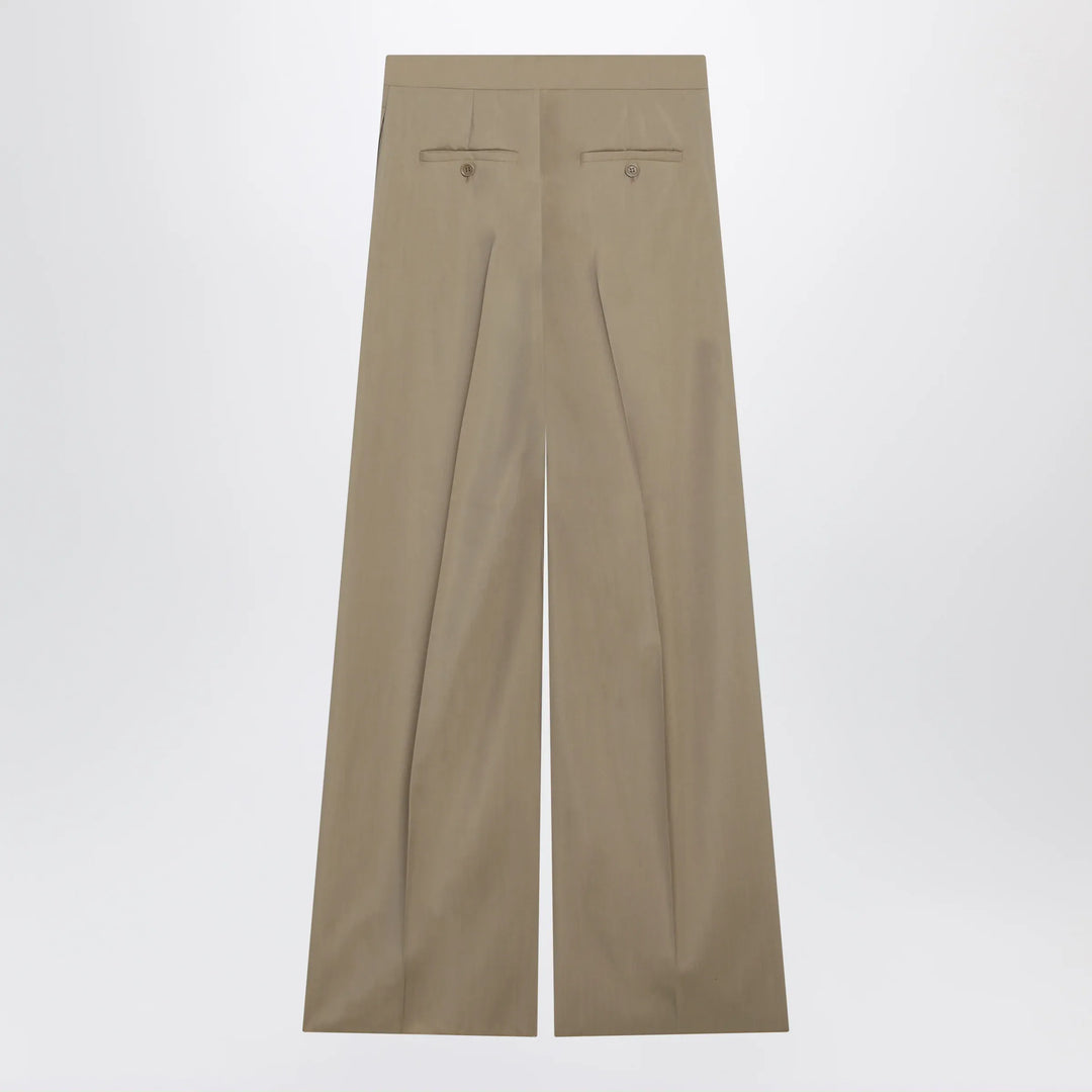 Max Mara - Wide-leg trousers in sand-colored wool and silk poplin Brand Apparel &amp; Accessories > Clothing > Pants 42  IT