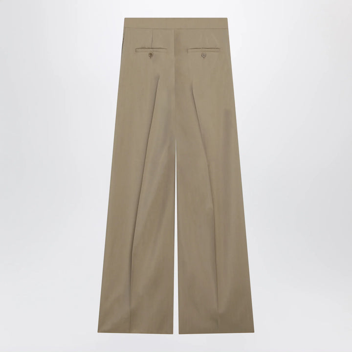 Max Mara - Wide-leg trousers in sand-colored wool and silk poplin Brand Apparel &amp; Accessories > Clothing > Pants 42  IT