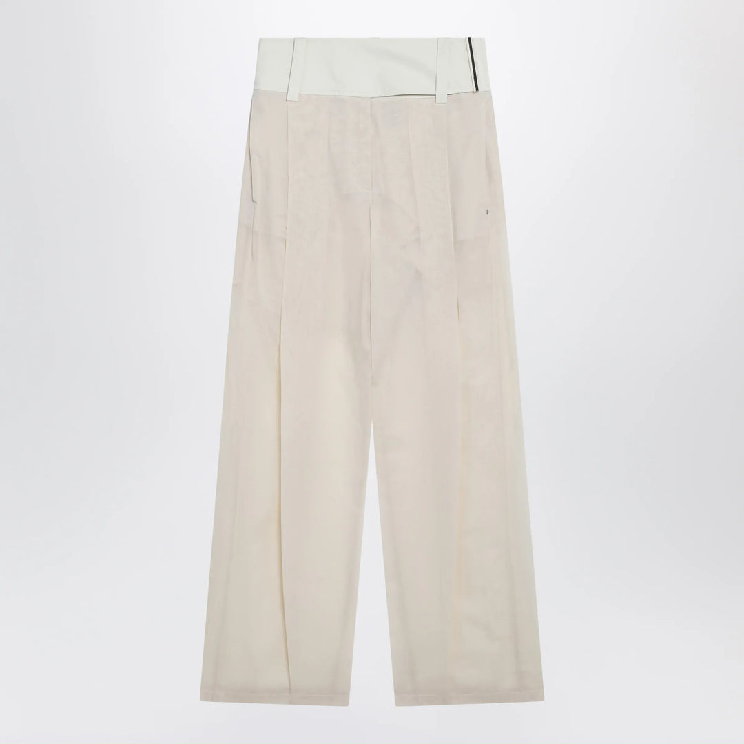 Sportmax - Wide-leg trousers in ecru organza cotton voile Brand Apparel &amp; Accessories > Clothing > Pants 40  IT