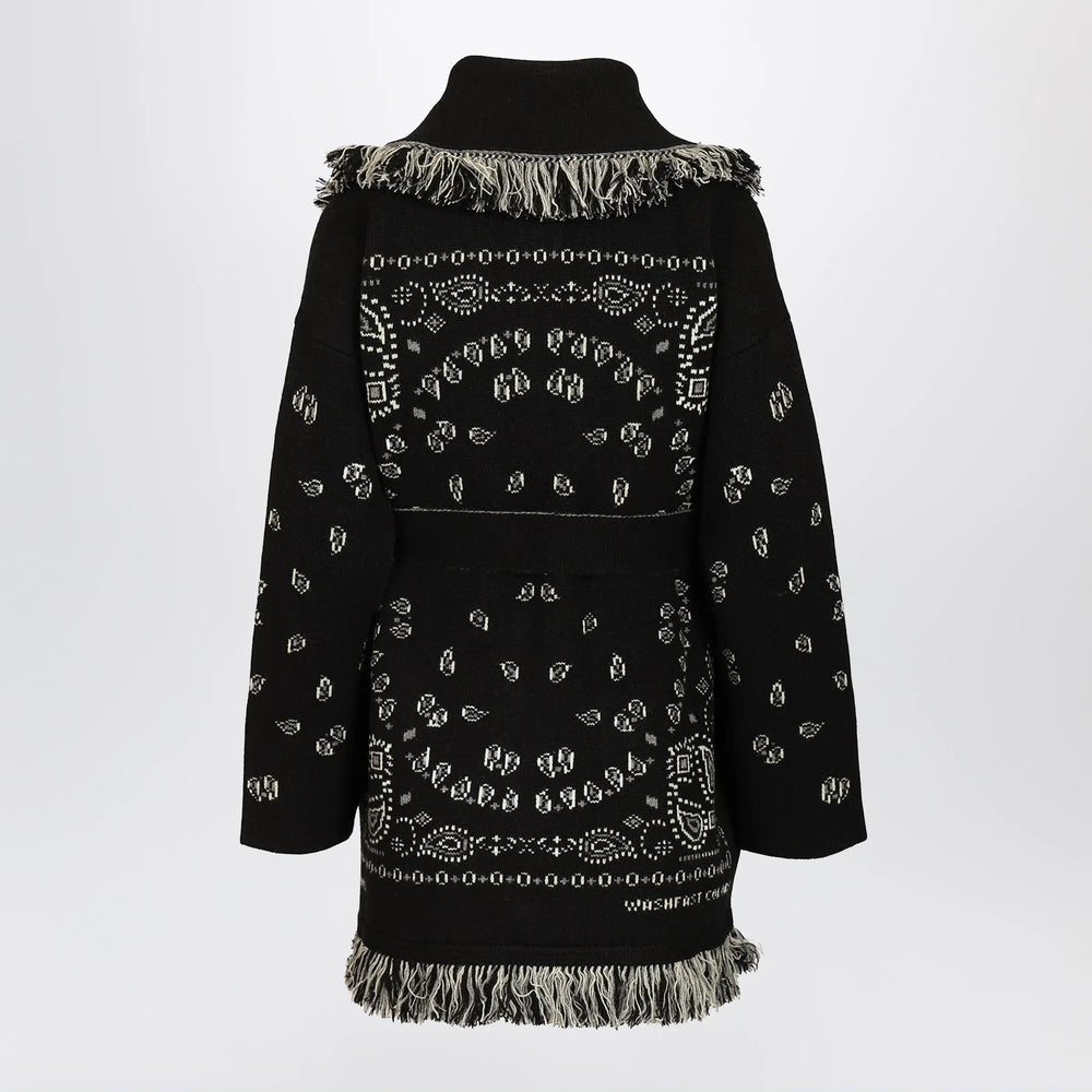 Alanui - Black Bandana jacquard cardigan Brand Apparel & Accessories > Clothing > Shirts & Tops