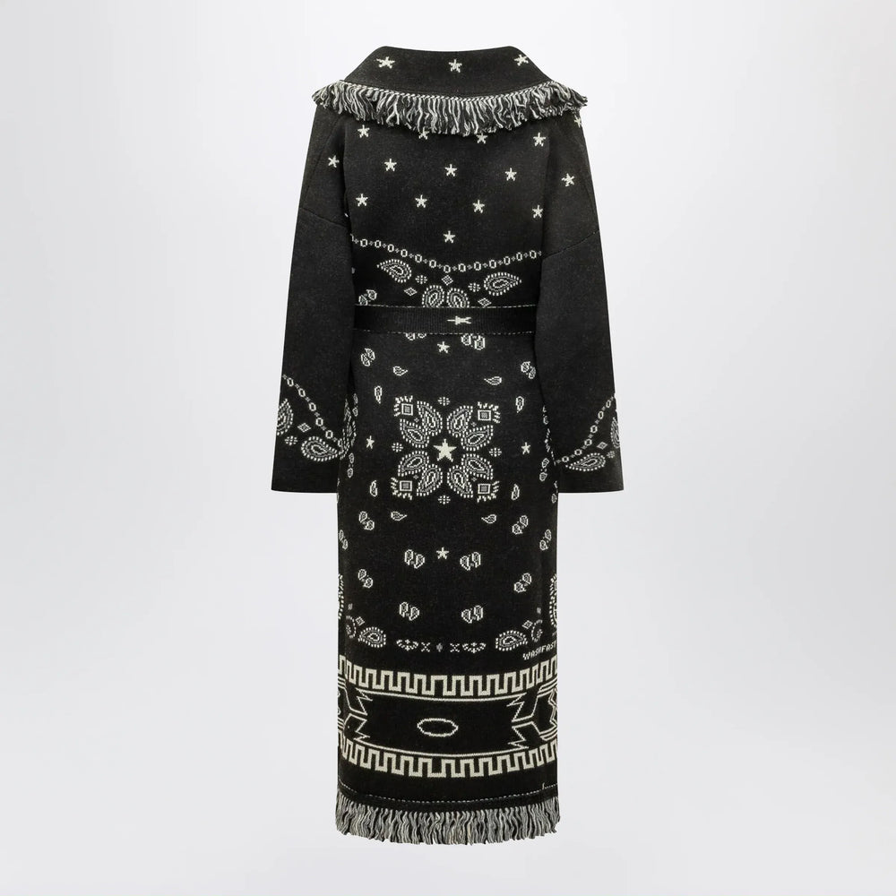 Alanui - Black long Bandana jacquard cardigan Brand Apparel & Accessories > Clothing > Shirts & Tops M
