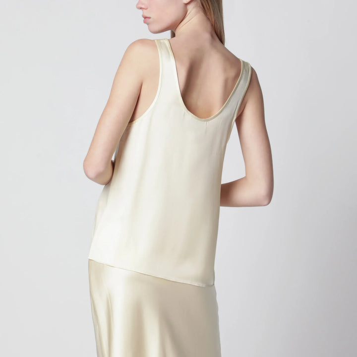 ANINE BING - Lea top in butter-colored silk Brand Apparel &amp; Accessories > Clothing > Shirts &amp; Tops