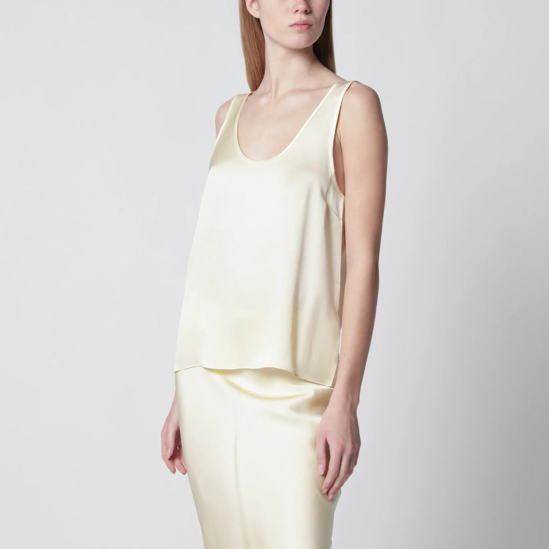 ANINE BING - Lea top in butter-colored silk Brand Apparel & Accessories > Clothing > Shirts & Tops XS