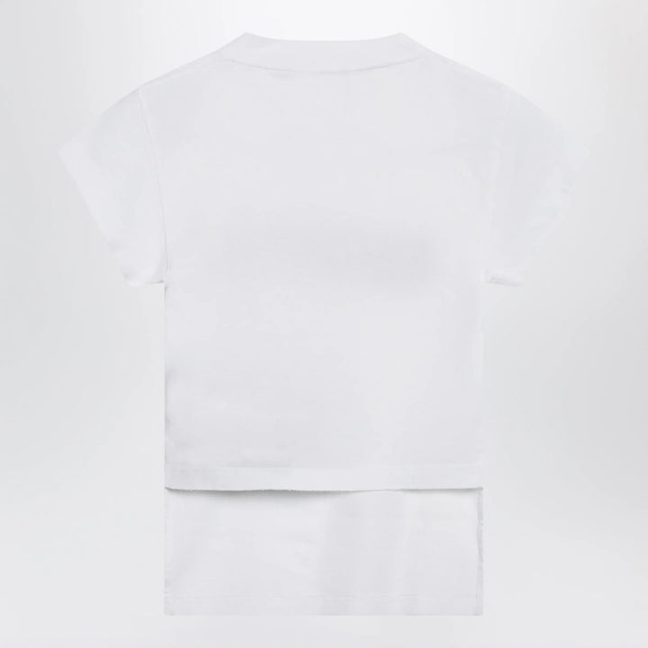 Balenciaga - Messy Spray T-shirt with cut-out back in white cotton Brand Apparel &amp; Accessories > Clothing > Shirts &amp; Tops