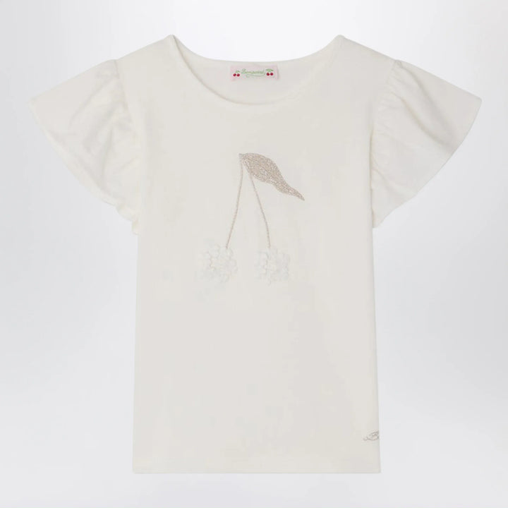 Bonpoint - Emila white cotton T-shirt Brand Apparel &amp; Accessories > Clothing > Shirts &amp; Tops