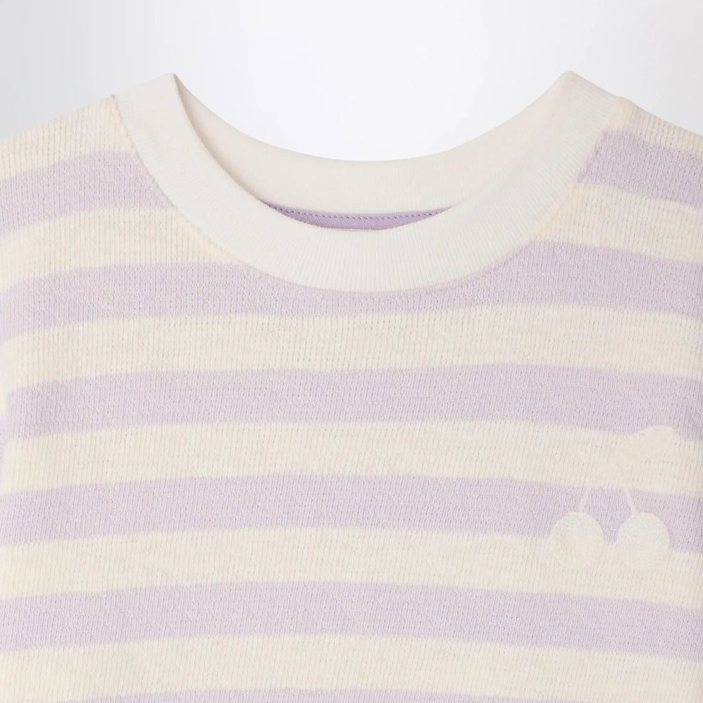 Bonpoint - Farah lilac/ivory striped T-shirt Brand Apparel & Accessories > Clothing > Shirts & Tops