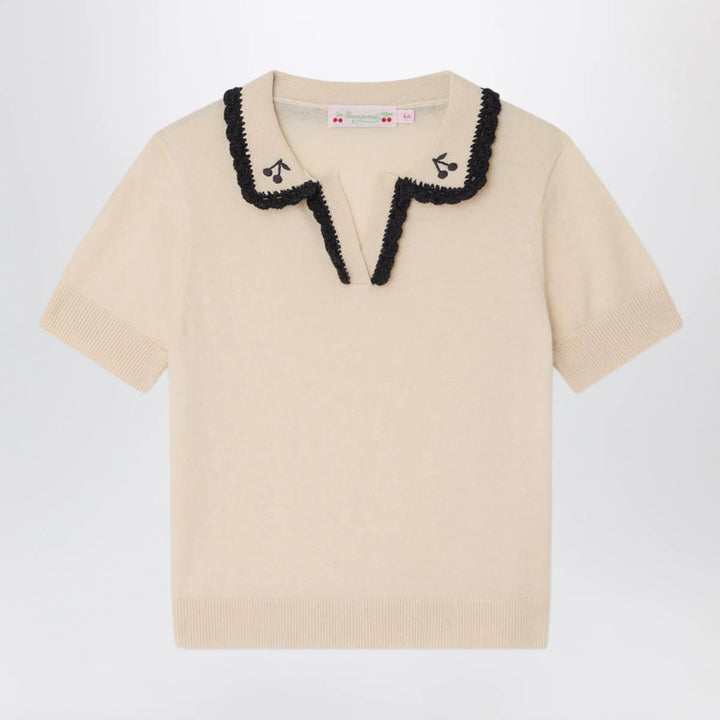 Bonpoint - Lisette écru wool and cotton blend sweater Brand Apparel &amp; Accessories > Clothing > Shirts &amp; Tops