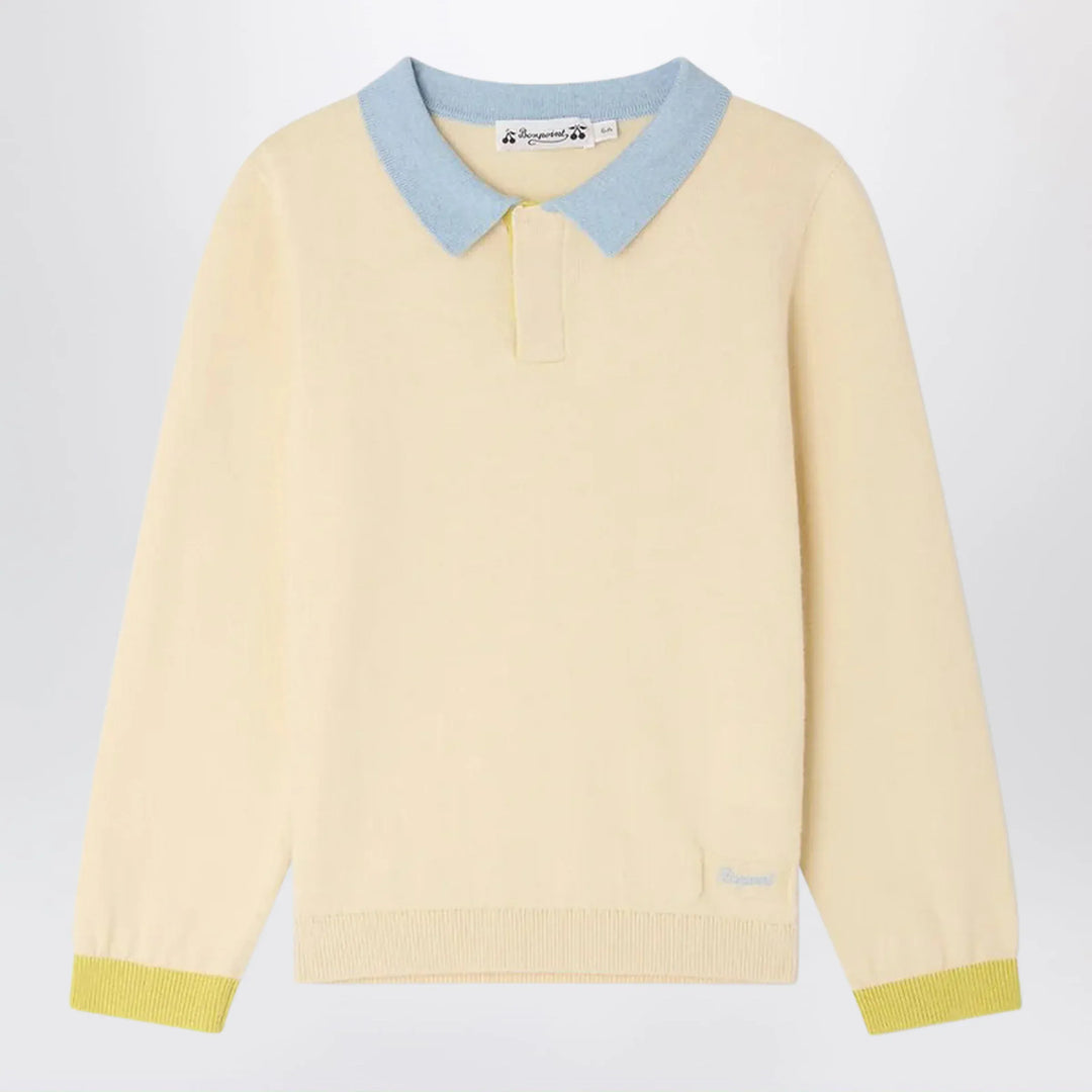 Bonpoint - Mae polo in écru cotton and cashmere Brand Apparel & Accessories > Clothing > Shirts & Tops 4Y