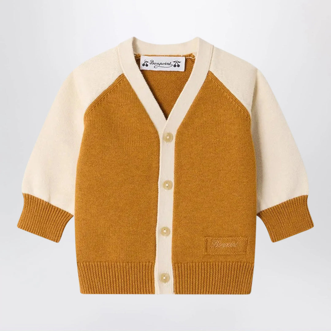 Bonpoint - Marin cardigan in ochre cotton and cashmere Brand Apparel & Accessories > Clothing > Shirts & Tops 12M