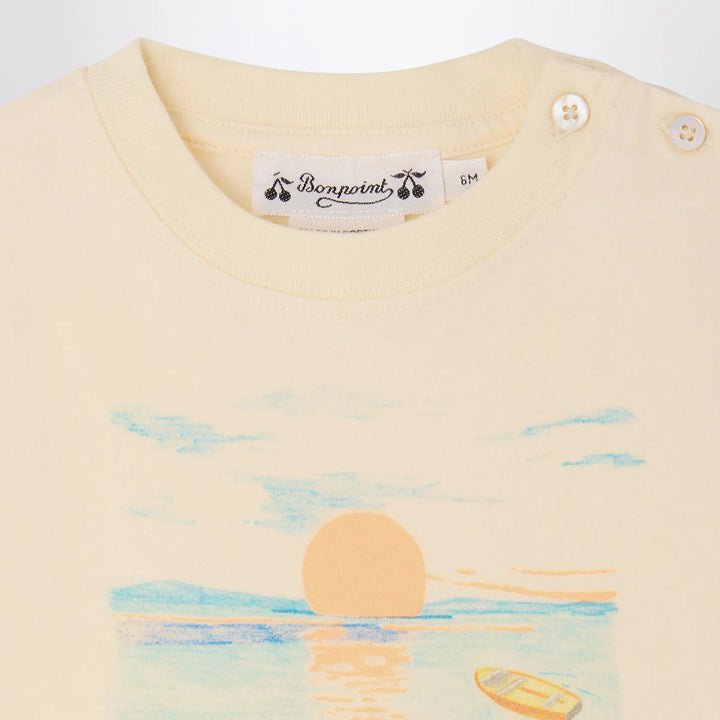 Bonpoint - T-shirt Tom ecru with Bain de Soleil print Brand Apparel &amp; Accessories > Clothing > Shirts &amp; Tops
