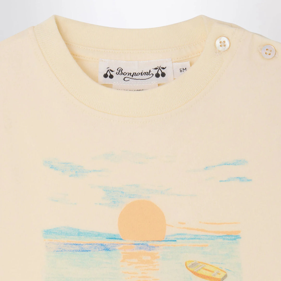 Bonpoint - T-shirt Tom ecru with Bain de Soleil print Brand Apparel &amp; Accessories > Clothing > Shirts &amp; Tops