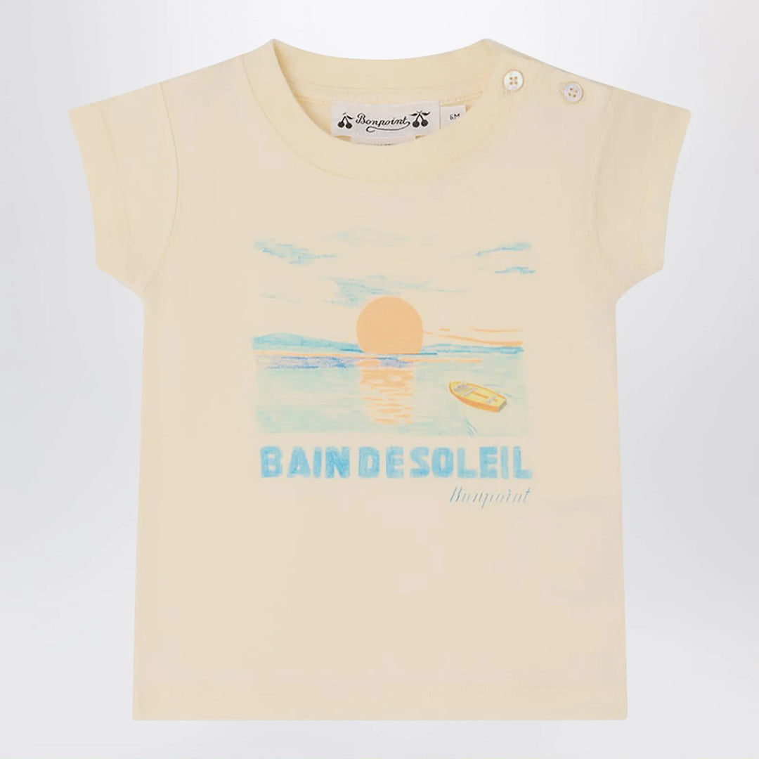 Bonpoint - T-shirt Tom ecru with Bain de Soleil print Brand Apparel &amp; Accessories > Clothing > Shirts &amp; Tops 2A