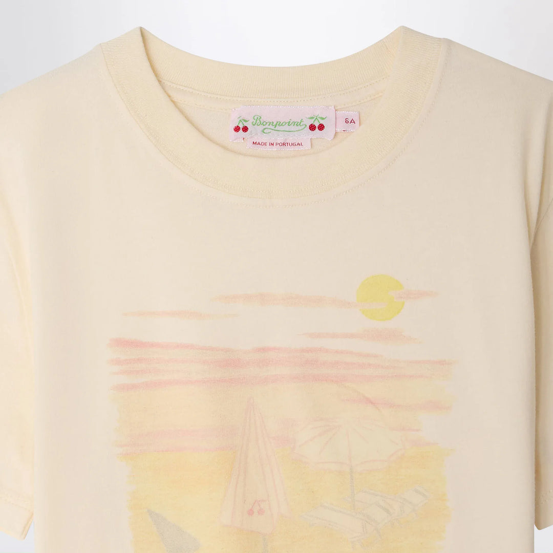 Bonpoint - Thida écru T-shirt with Bain de Soleil print Brand Apparel &amp; Accessories > Clothing > Shirts &amp; Tops