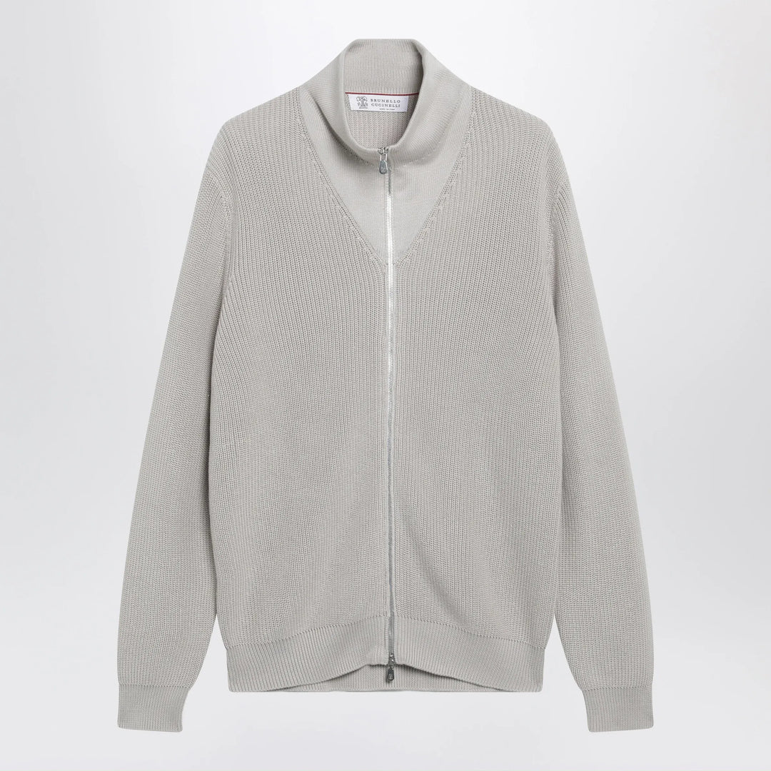 Brunello Cucinelli - Jute-colored cotton zip-up cardigan Brand Apparel &amp; Accessories > Clothing > Shirts &amp; Tops 50 IT