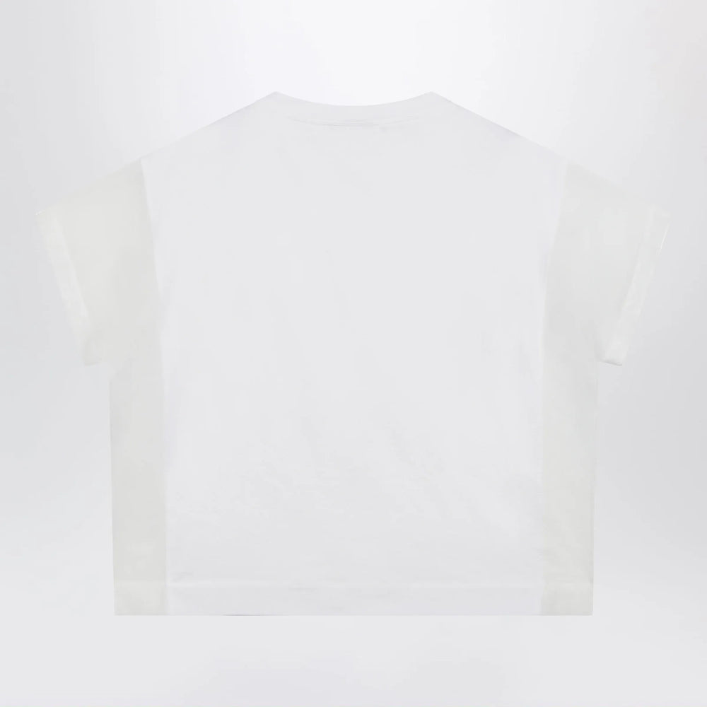 Brunello Cucinelli - T-shirt in cotton jersey and organza in white Brand Apparel & Accessories > Clothing > Shirts & Tops S