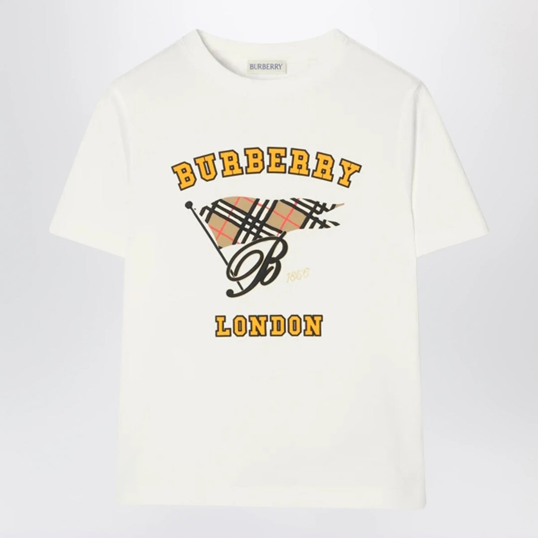 Burberry - Ivory T-shirt with logo print Brand Apparel &amp; Accessories > Clothing > Shirts &amp; Tops