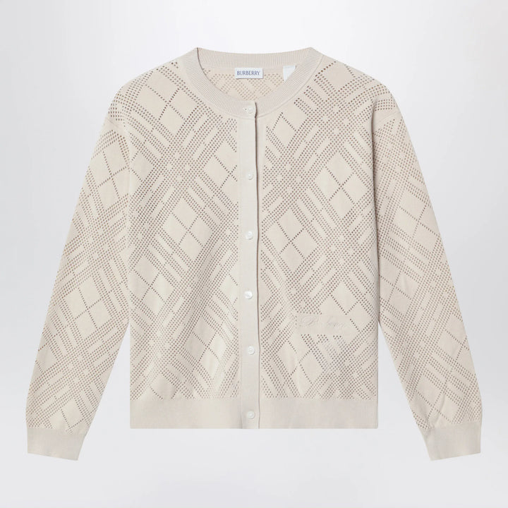 Burberry - Openwork cotton cardigan in light beige Brand Apparel &amp; Accessories > Clothing > Shirts &amp; Tops 4Y