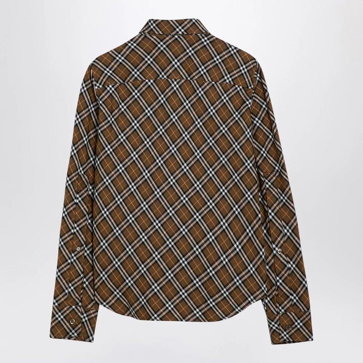 Burberry - Oxid-coloured Check cotton shirt Brand Apparel &amp; Accessories > Clothing > Shirts &amp; Tops