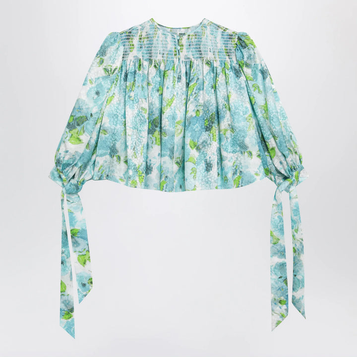 Chloé - Ruched cropped silk jacquard floral top, multicolor Brand Apparel &amp; Accessories > Clothing > Shirts &amp; Tops 36  FR