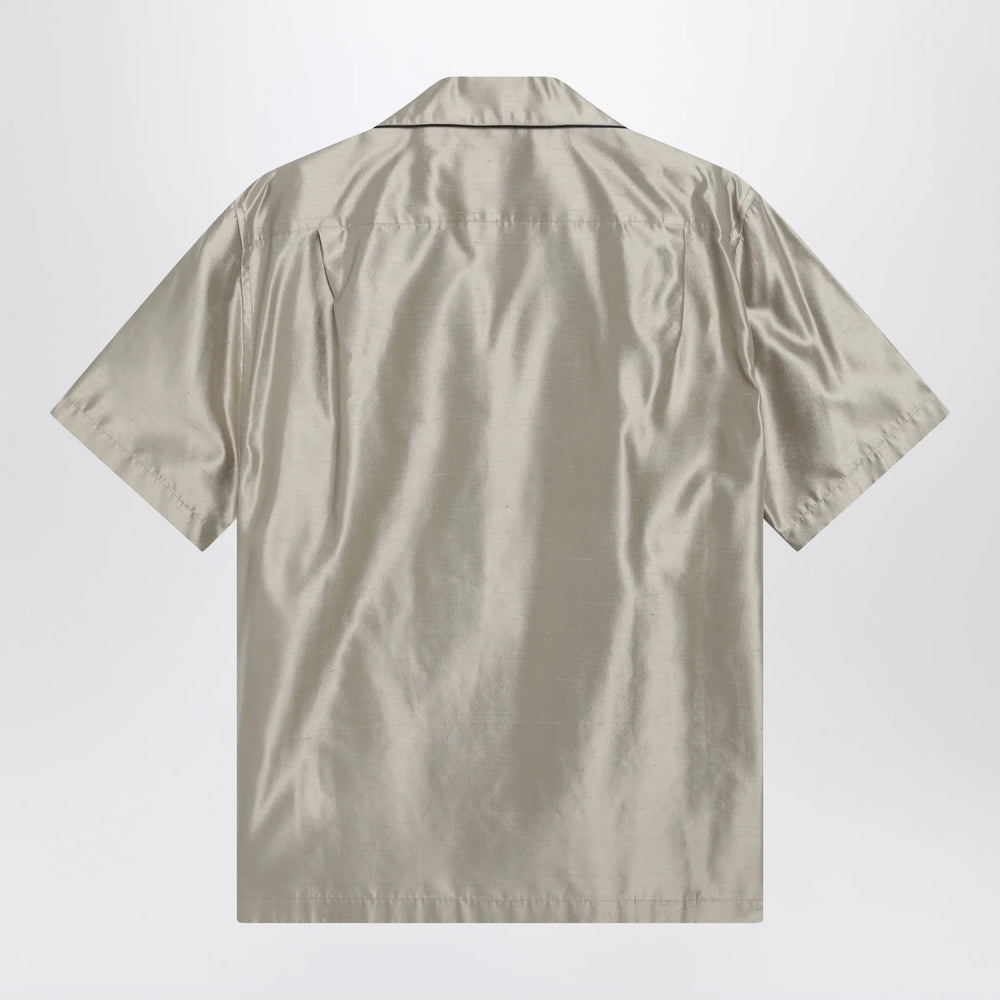 Dolce&Gabbana - Beige silk bowling shirt Brand Apparel & Accessories > Clothing > Shirts & Tops
