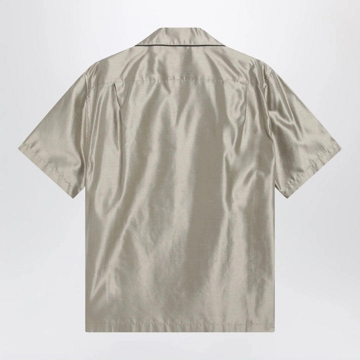 Dolce&amp;Gabbana - Beige silk bowling shirt Brand Apparel &amp; Accessories > Clothing > Shirts &amp; Tops