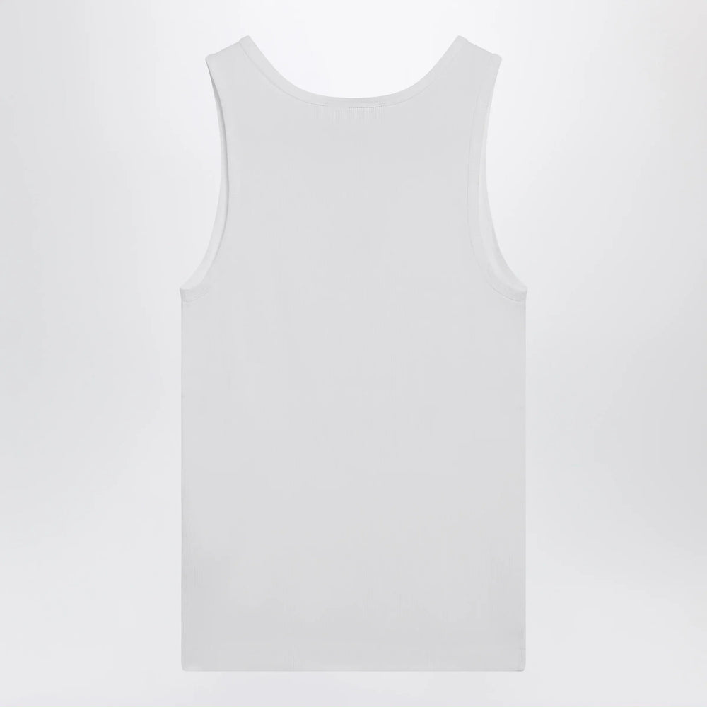 Dolce&Gabbana - Cotton tank top with DG embroidery and rhinestones, white Brand Apparel & Accessories > Clothing > Shirts & Tops 44  IT
