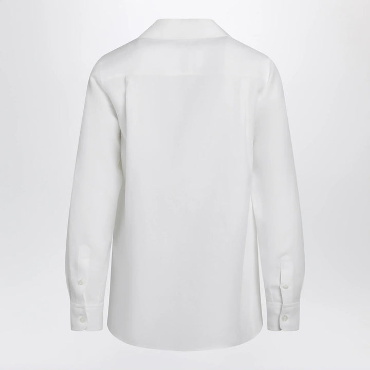 Dolce&amp;Gabbana - Long-sleeve V-neck linen shirt in optical white Brand Apparel &amp; Accessories > Clothing > Shirts &amp; Tops