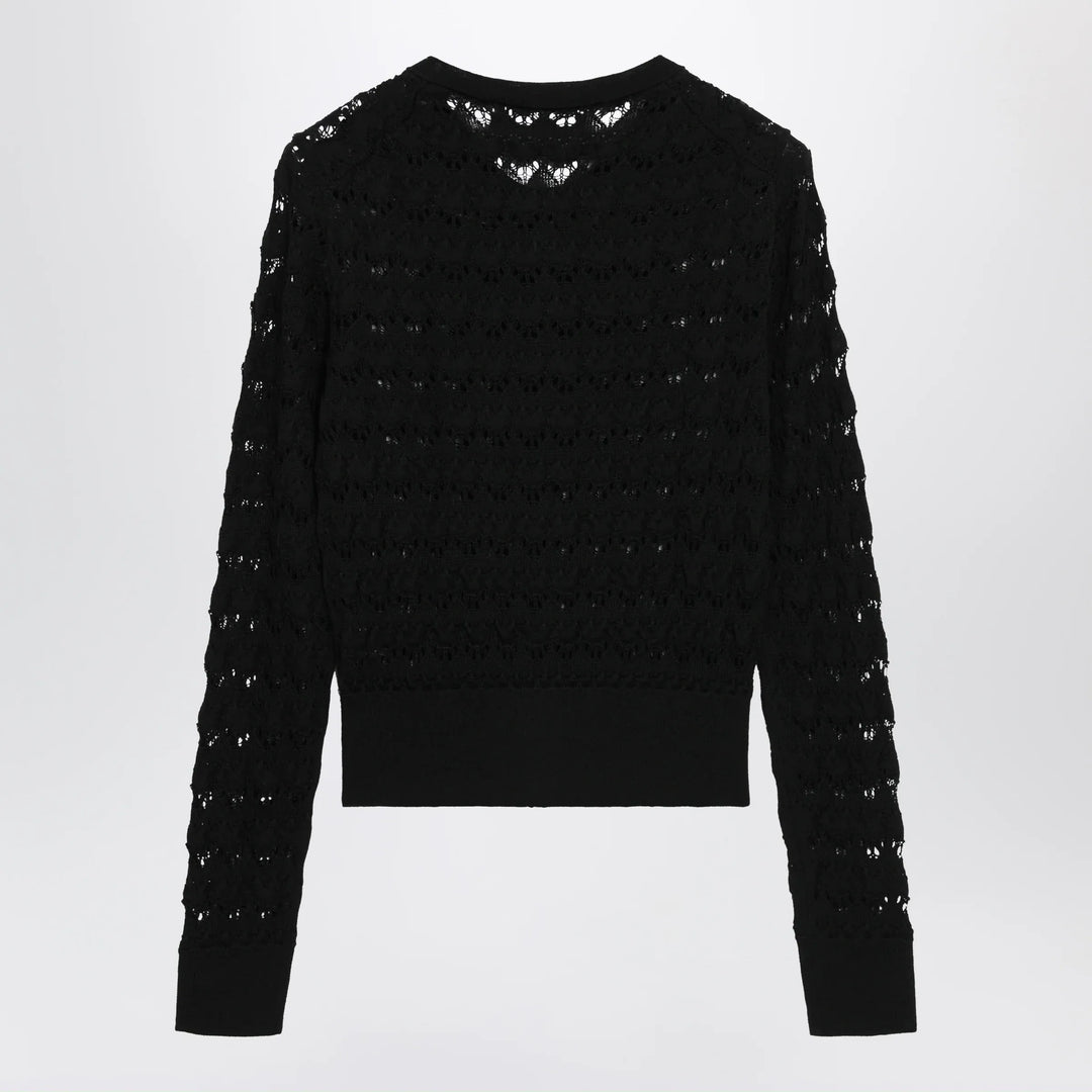Dolce&amp;Gabbana - Openwork knit cardigan in virgin wool, black Brand Apparel &amp; Accessories > Clothing > Shirts &amp; Tops 40  IT