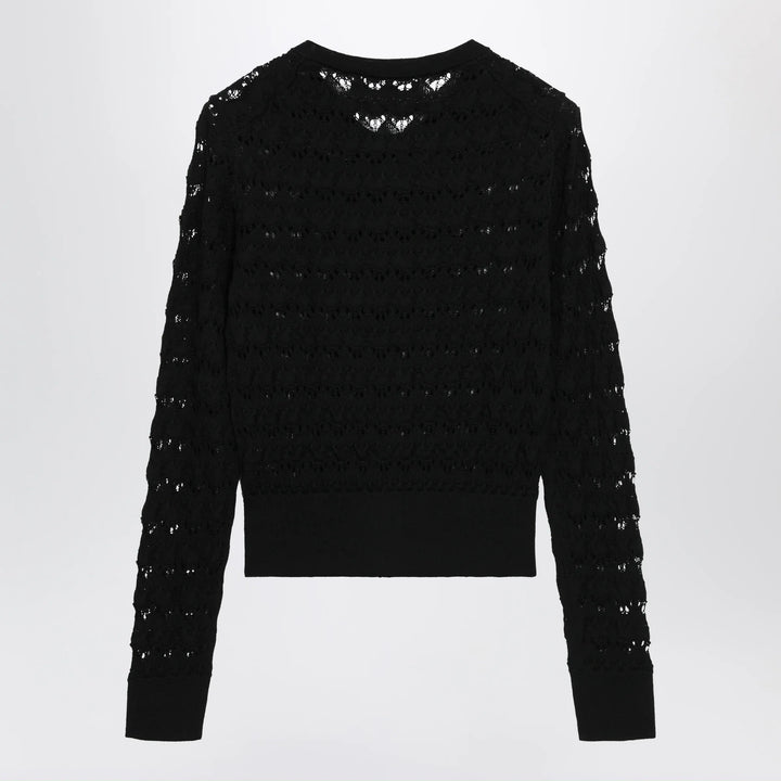 Dolce&amp;Gabbana - Openwork knit cardigan in virgin wool, black Brand Apparel &amp; Accessories > Clothing > Shirts &amp; Tops 40  IT