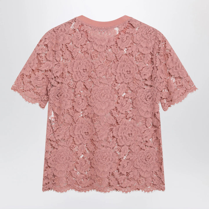 Dolce&amp;Gabbana - Short-sleeve T-shirt in pink corded lace Brand Apparel &amp; Accessories > Clothing > Shirts &amp; Tops