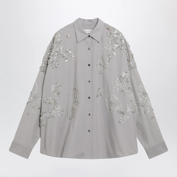Dries Van Noten - Grey shirt with sequin embroidery Brand Apparel &amp; Accessories > Clothing > Shirts &amp; Tops XS