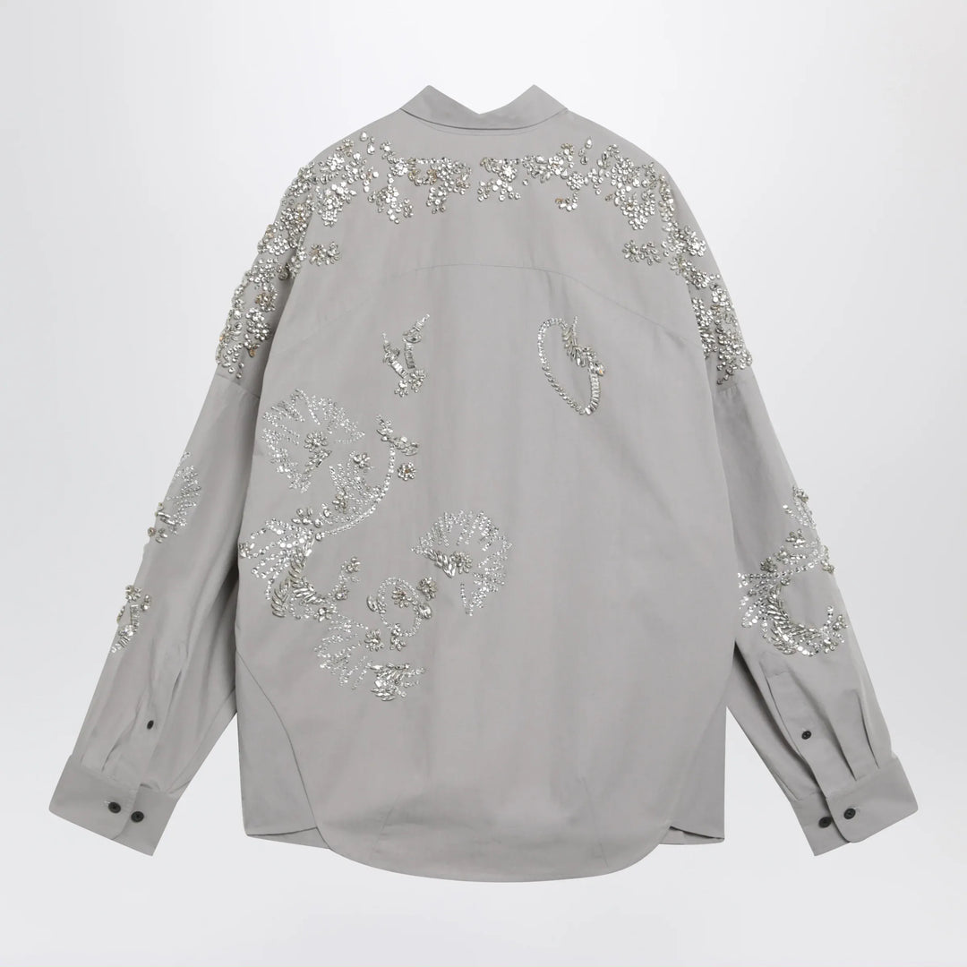 Dries Van Noten - Grey shirt with sequin embroidery Brand Apparel &amp; Accessories > Clothing > Shirts &amp; Tops XS