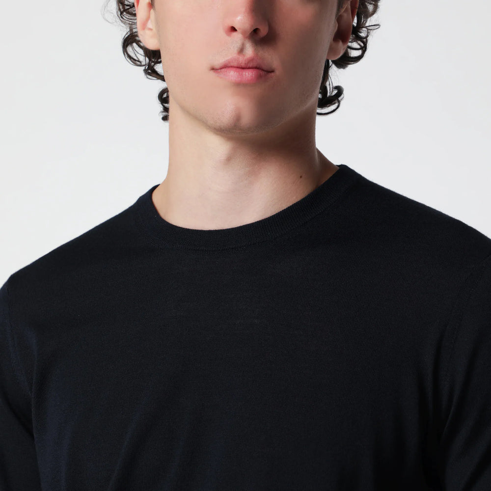 Drumohr - Navy blue wool crew-neck sweater Brand Apparel & Accessories > Clothing > Shirts & Tops