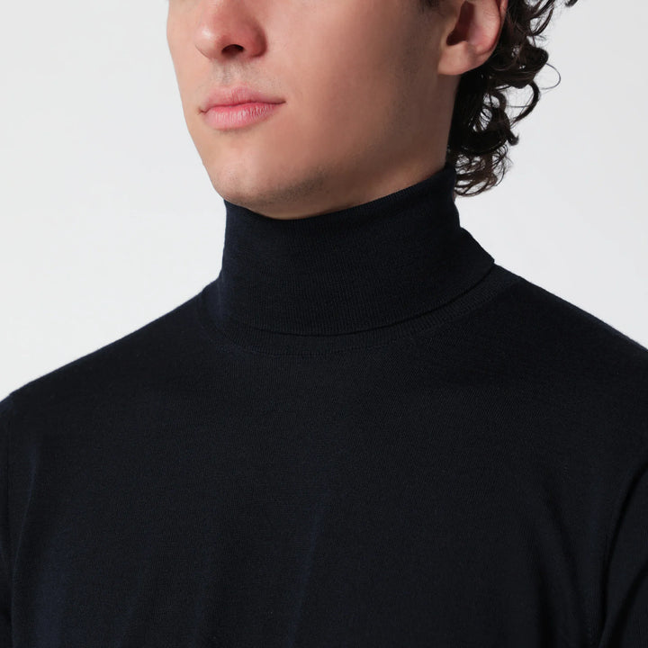 Drumohr - Navy blue wool turtleneck sweater Brand Apparel &amp; Accessories > Clothing > Shirts &amp; Tops