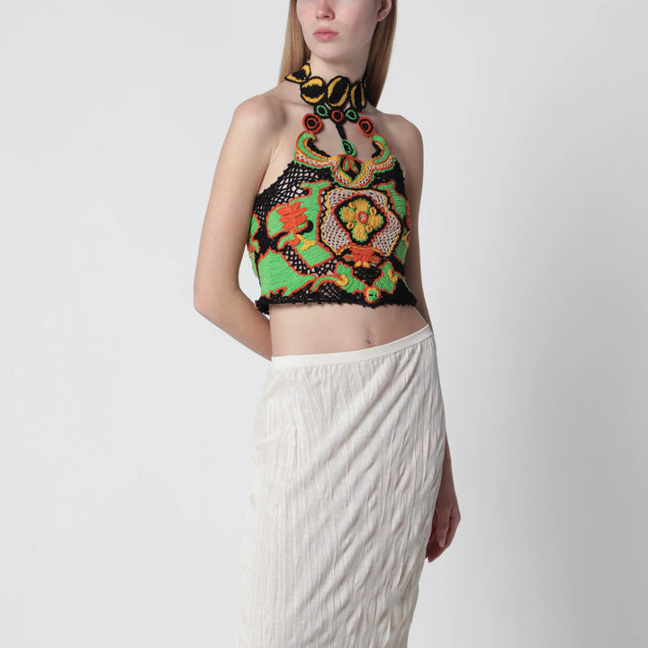 ETRO - Cropped top with floral crochet-effect pattern Brand Apparel &amp; Accessories > Clothing > Shirts &amp; Tops 40  IT