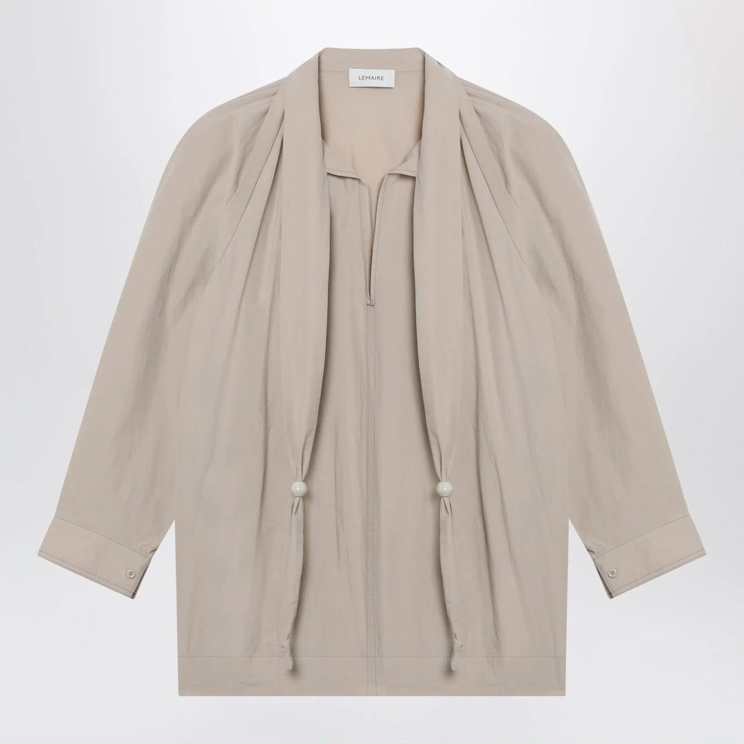 LEMAIRE - Greige blouse with scarf Brand Apparel &amp; Accessories > Clothing > Shirts &amp; Tops