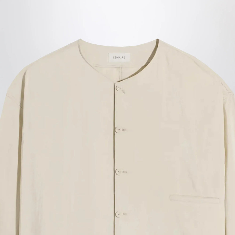 LEMAIRE - Light beige silk-blend shirt Brand Apparel & Accessories > Clothing > Shirts & Tops
