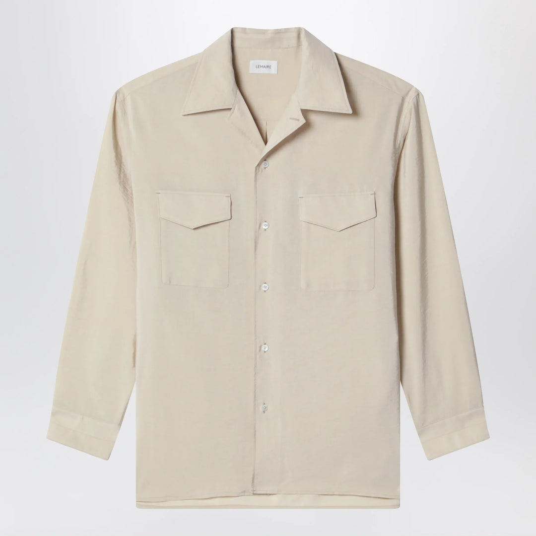 LEMAIRE - Light beige smooth silk-blend shirt Brand Apparel &amp; Accessories > Clothing > Shirts &amp; Tops 46 IT