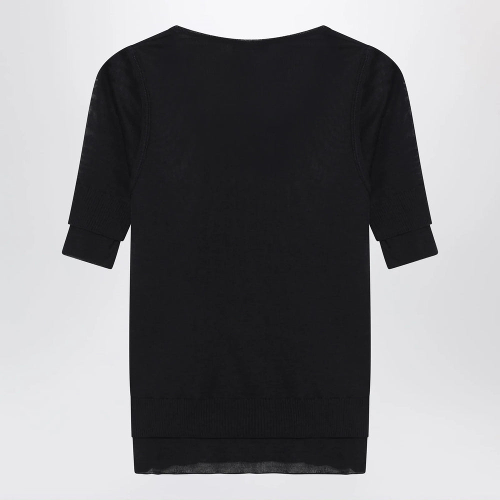 LEMAIRE - Midnight blue trompe-l'oeil top in viscose and silk Brand Apparel & Accessories > Clothing > Shirts & Tops