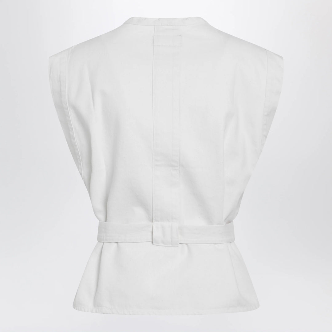 LEMAIRE - White Chasuble shirt in bleached denim Brand Apparel &amp; Accessories > Clothing > Shirts &amp; Tops