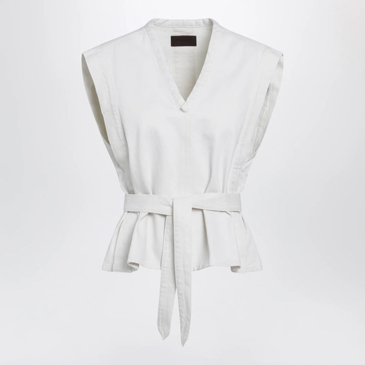LEMAIRE - White Chasuble shirt in bleached denim Brand Apparel &amp; Accessories > Clothing > Shirts &amp; Tops 36  FR
