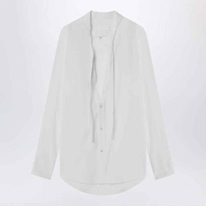 Maison Margiela - Deep V-neck cotton poplin shirt in white Brand Apparel &amp; Accessories > Clothing > Shirts &amp; Tops 38  IT