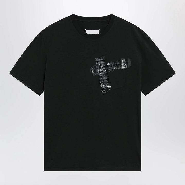 Maison Margiela - Taped cotton jersey T-shirt in black Brand Apparel &amp; Accessories > Clothing > Shirts &amp; Tops S