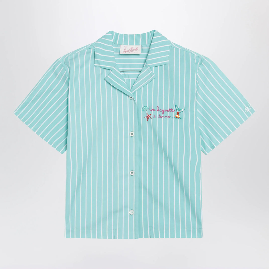 MC2 Saint Barth - Aqua green striped cotton shirt Brand Apparel &amp; Accessories > Clothing > Shirts &amp; Tops 4