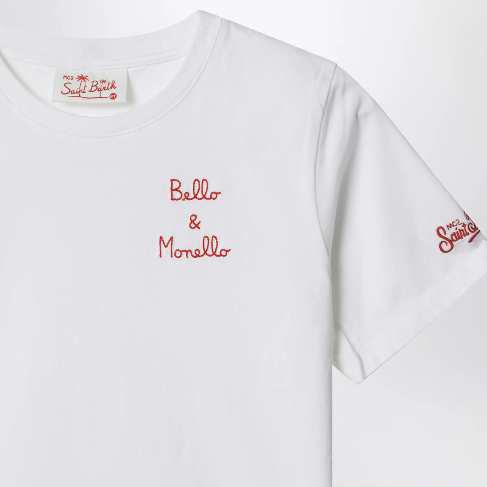 MC2 Saint Barth - White T-shirt “Bello e Monello” Brand Apparel & Accessories > Clothing > Shirts & Tops 8