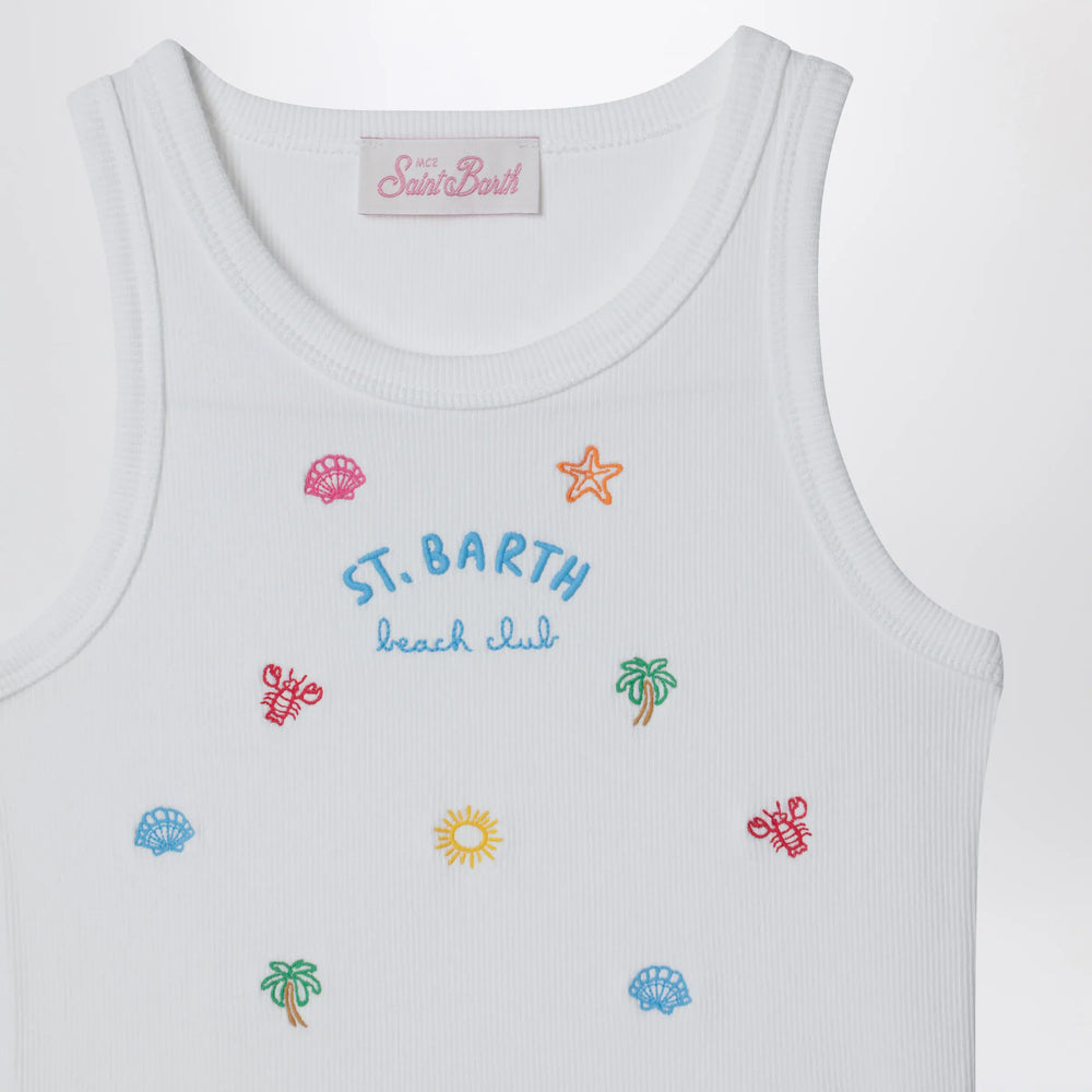 MC2 Saint Barth - White tank top with embroidered logo Brand Apparel & Accessories > Clothing > Shirts & Tops